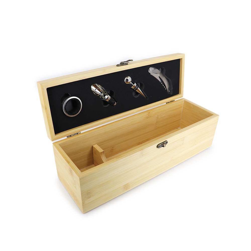 Produto - Conjunto para vinho caixa de bambu